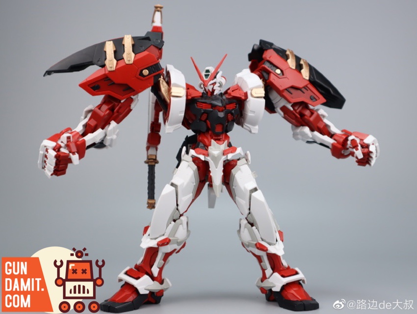 MJH Astray Red Frame Powered Red action pose with dual swords MJH Astray Red Frame Powered Red action pose with dual swords