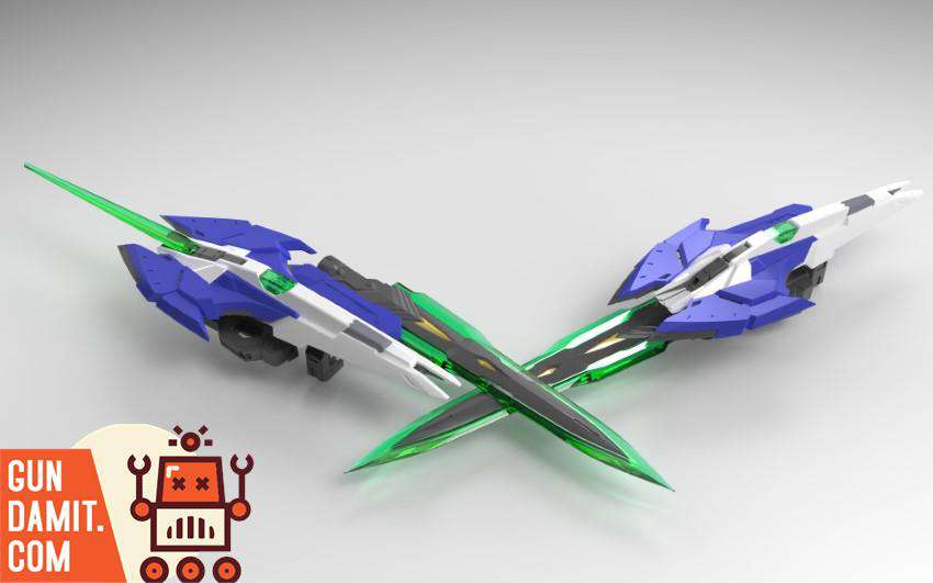 Rabbit Model WR01 1/100 Gundam Amazing Exia front view with dual GN blades and green effect parts Rabbit Model WR01 1/100 Gundam Amazing Exia front view with dual GN blades and green effect parts