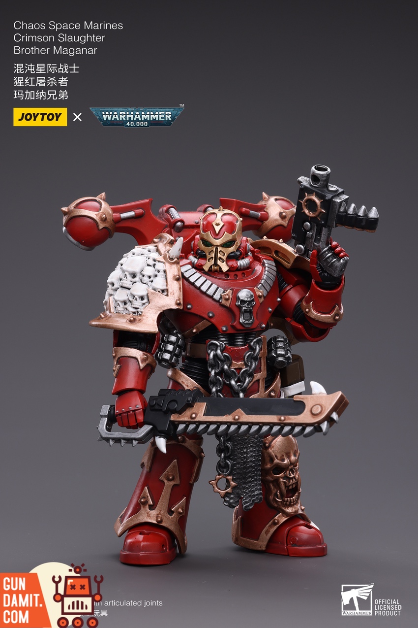 JoyToy Warhammer 40K Brother Maganar action pose swinging chainsword JoyToy Warhammer 40K Brother Maganar action pose swinging chainsword