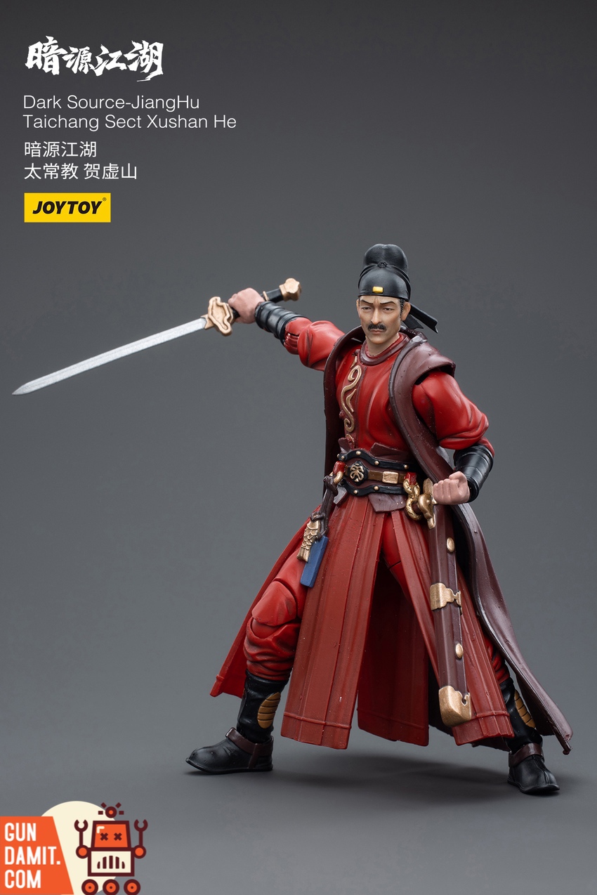 JoyToy Dark Source Taichang Sect Xushan He rear view showing layered robe and belt accessories JoyToy Dark Source Taichang Sect Xushan He rear view showing layered robe and belt accessories