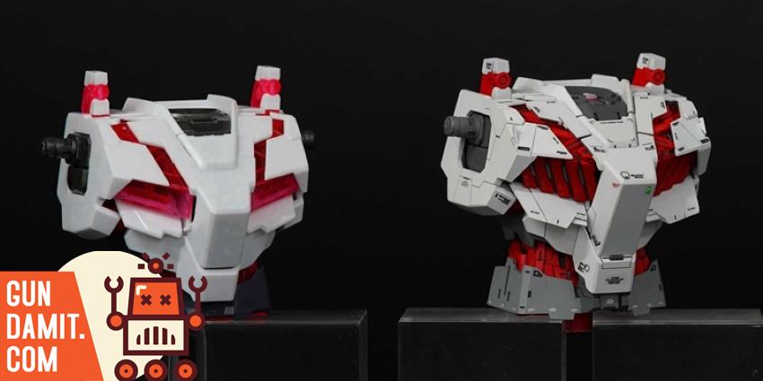 SH Studio MG RX-0 Unicorn upgrade head bust side comparison of both modes SH Studio MG RX-0 Unicorn upgrade head bust side comparison of both modes