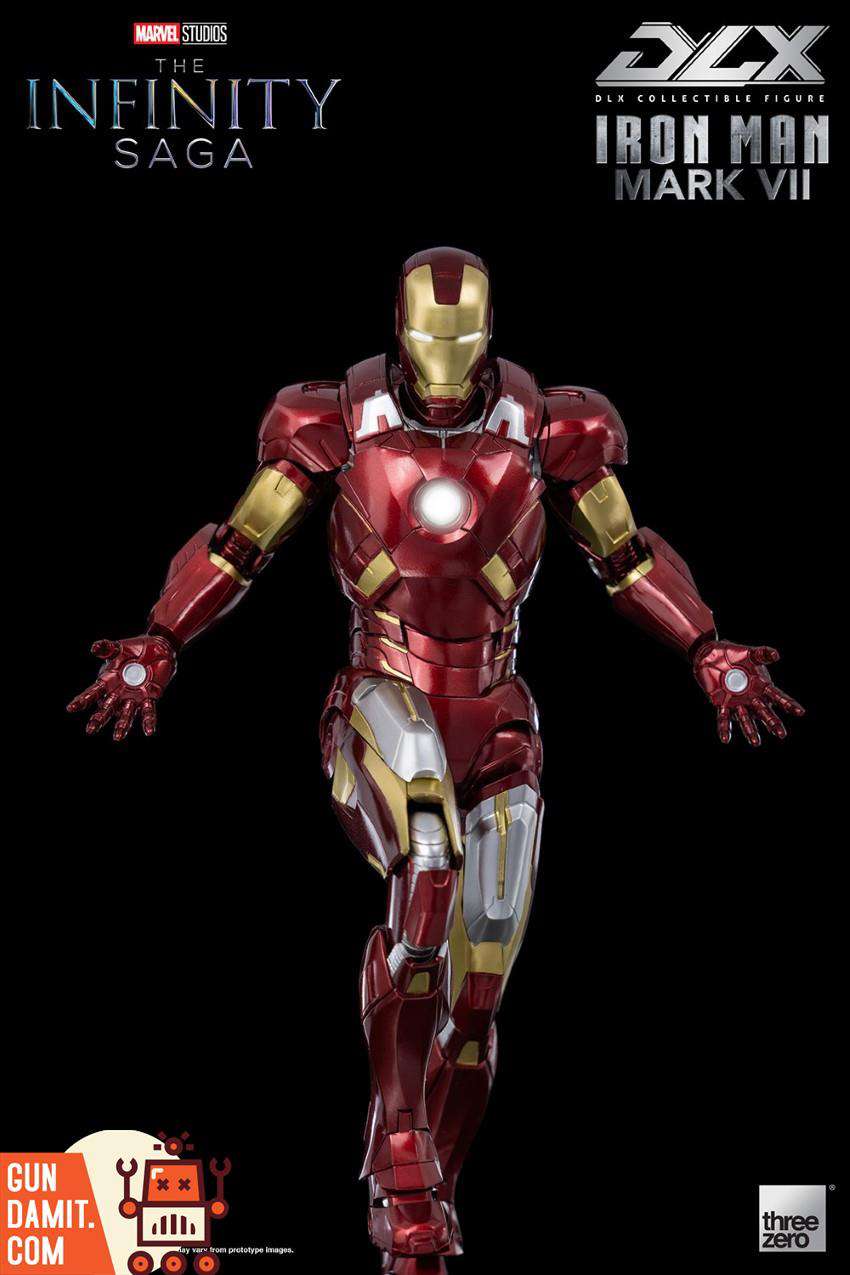 Threezero DLX Iron Man Mk7 side profile showing metallic red and gold paint finish Threezero DLX Iron Man Mk7 side profile showing metallic red and gold paint finish