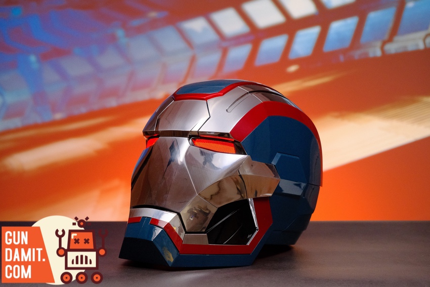 Iron Patriot wearable helmet with red LED eyes illuminated Iron Patriot wearable helmet with red LED eyes illuminated