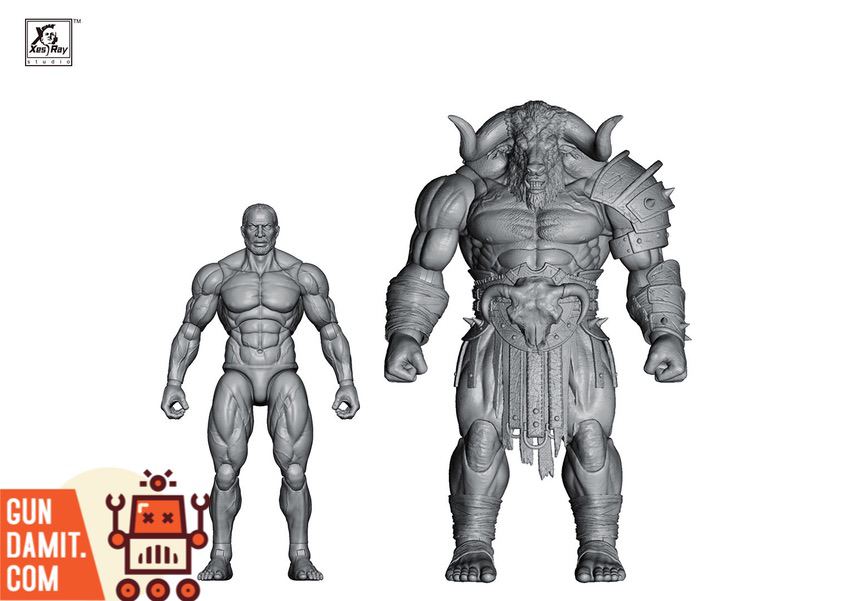 Xesray Kasos minotaur dynamic fighting pose with axe Xesray Kasos minotaur dynamic fighting pose with axe