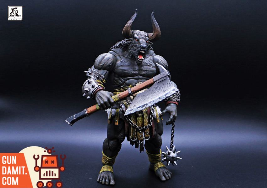 Thales minotaur front view showing muscular build and spiked armor Thales minotaur front view showing muscular build and spiked armor