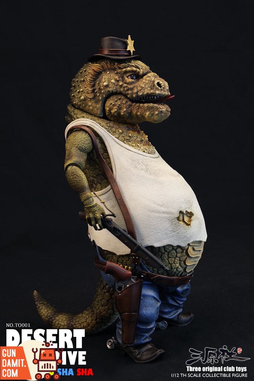Shasha figure rear three-quarter view with rifle and holster Shasha figure rear three-quarter view with rifle and holster