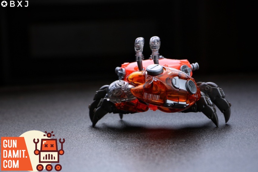 Mechanical fiddler crab red version front view showing eye stalks Mechanical fiddler crab red version front view showing eye stalks