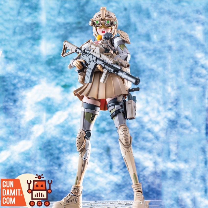 Stapel mecha girl aiming rifle in winter combat scene Stapel mecha girl aiming rifle in winter combat scene