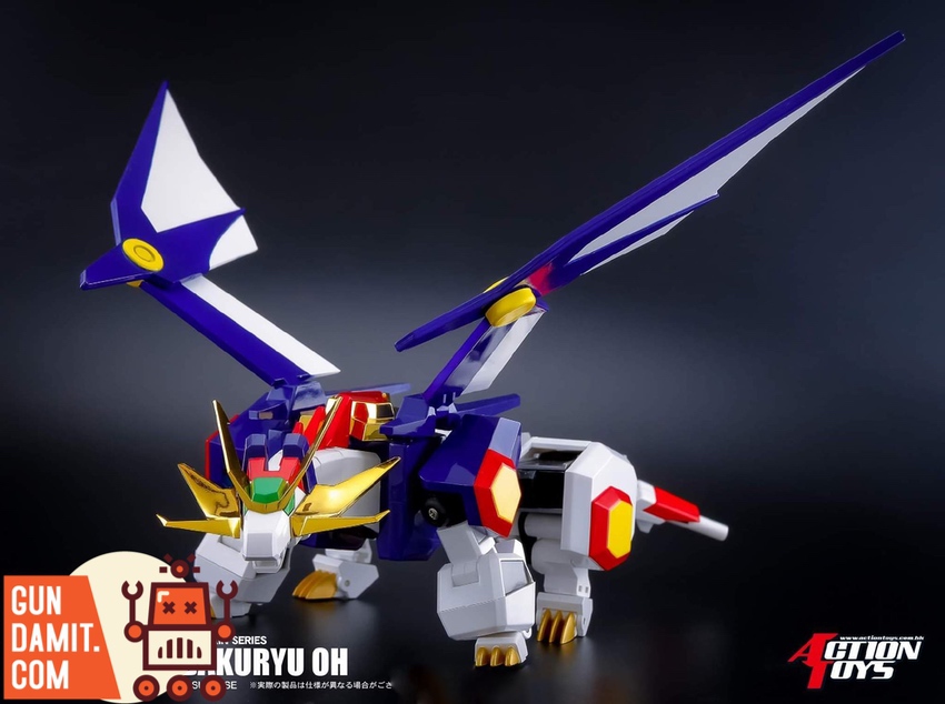 Action Toys ES Gokin Bakuryu Oh dragon dinosaur combined form in blue and gold Action Toys ES Gokin Bakuryu Oh dragon dinosaur combined form in blue and gold