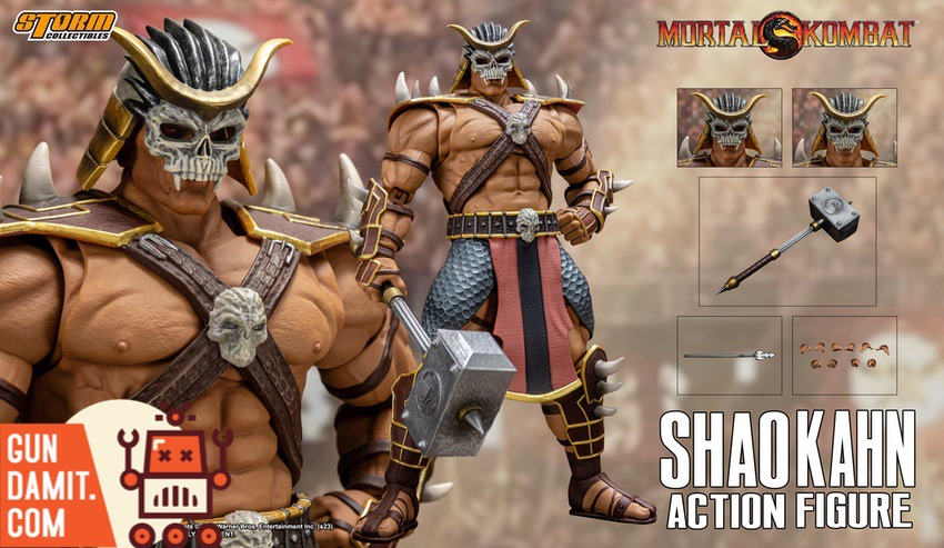 Storm Collectibles 1/12 Mortal Kombat Shao Kahn front view with warhammer and accessories Storm Collectibles 1/12 Mortal Kombat Shao Kahn front view with warhammer and accessories