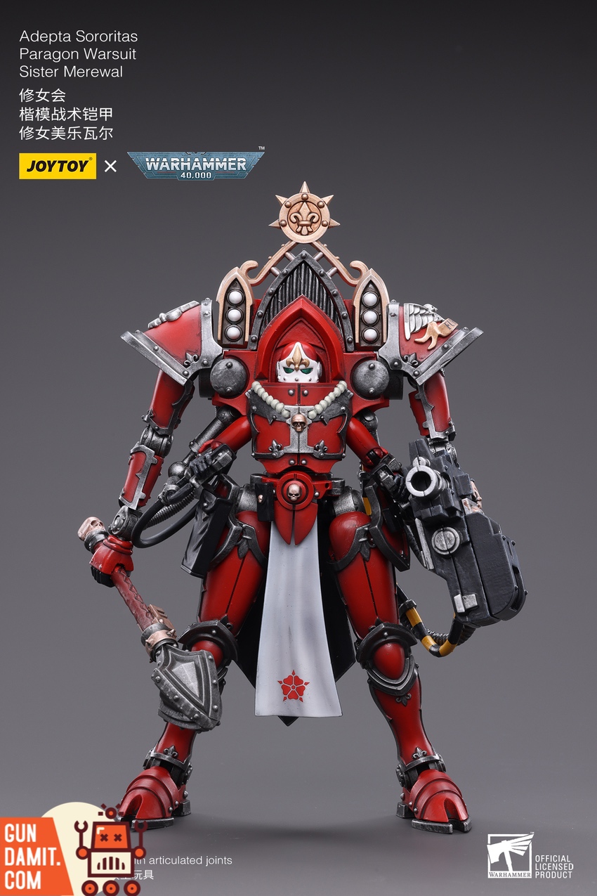 JoyToy JT4508 Paragon Warsuit Sister Merewal front view with multi-melta and mace JoyToy JT4508 Paragon Warsuit Sister Merewal front view with multi-melta and mace