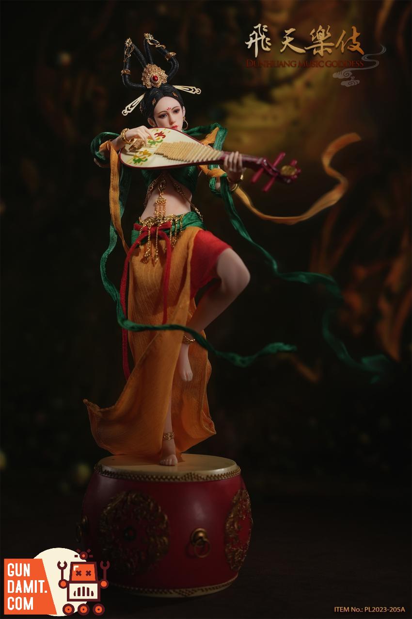 TBLeague Dunhuang Music Goddess Red playing pipa on drum base with flowing scarves TBLeague Dunhuang Music Goddess Red playing pipa on drum base with flowing scarves