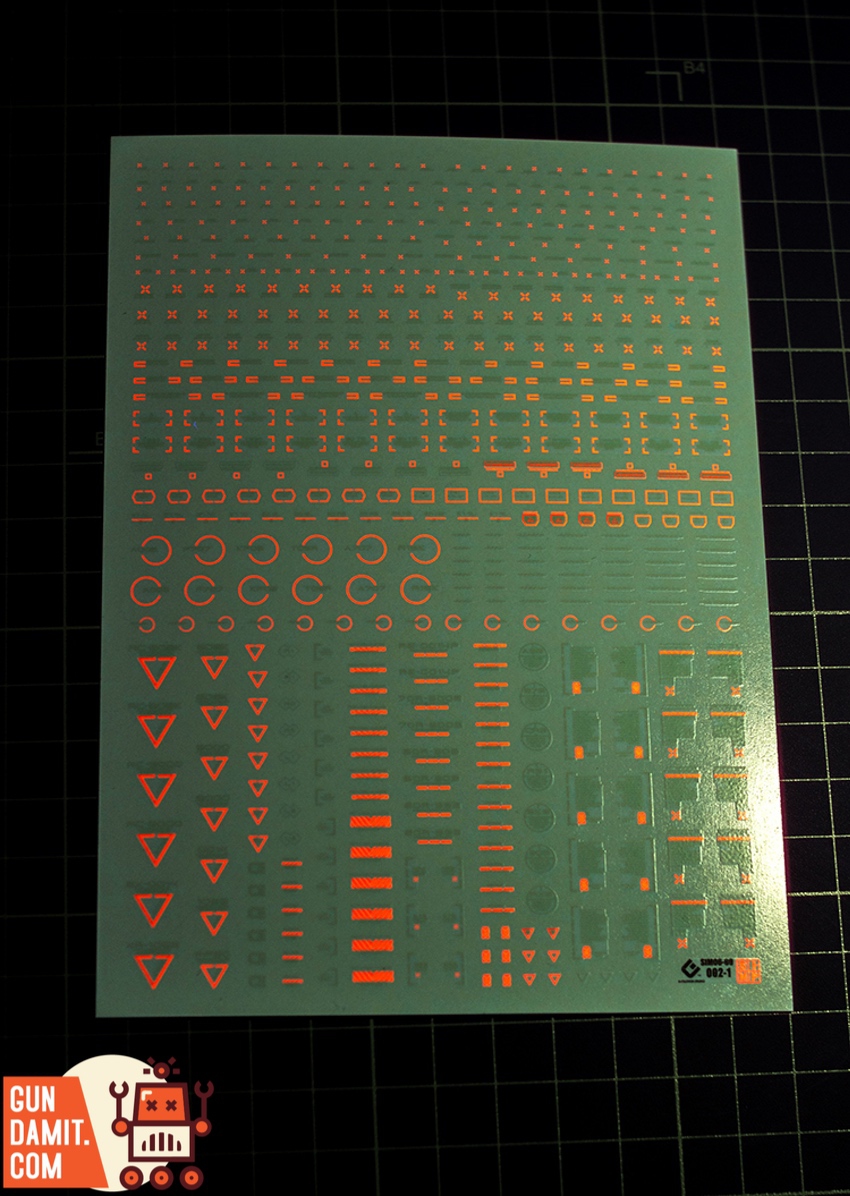 Evolution Studio RB02 fluorescent decals all eight sheets laid out Evolution Studio RB02 fluorescent decals all eight sheets laid out