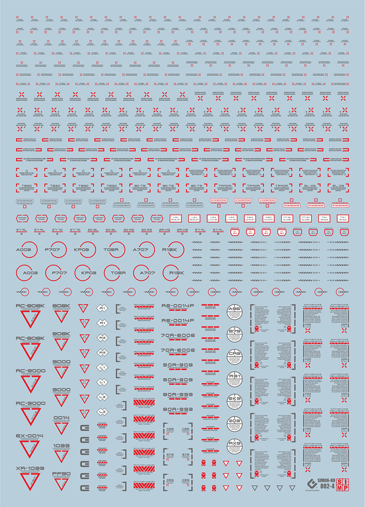 Evolution Studio RB02-4 universal fluorescent decal sheet red and gray markings Evolution Studio RB02-4 universal fluorescent decal sheet red and gray markings