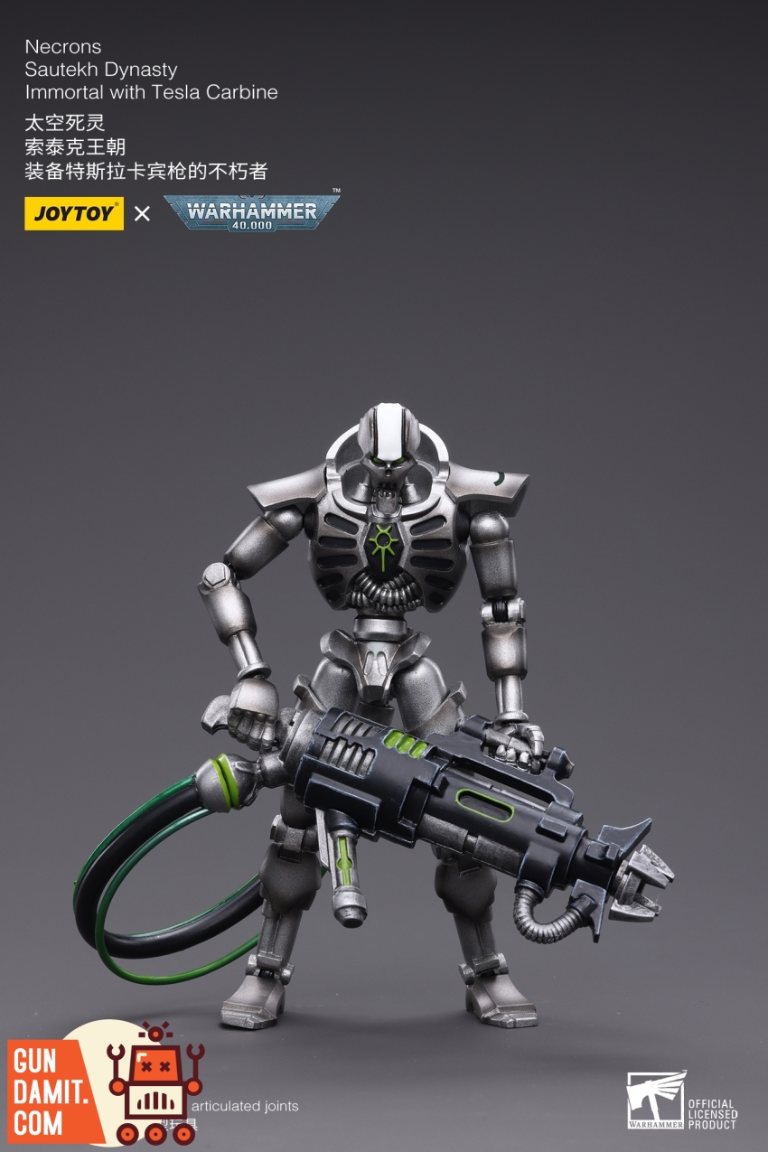 JoyToy Necrons Sautekh Immortal Tesla Carbine action figure side view JoyToy Necrons Sautekh Immortal Tesla Carbine action figure side view