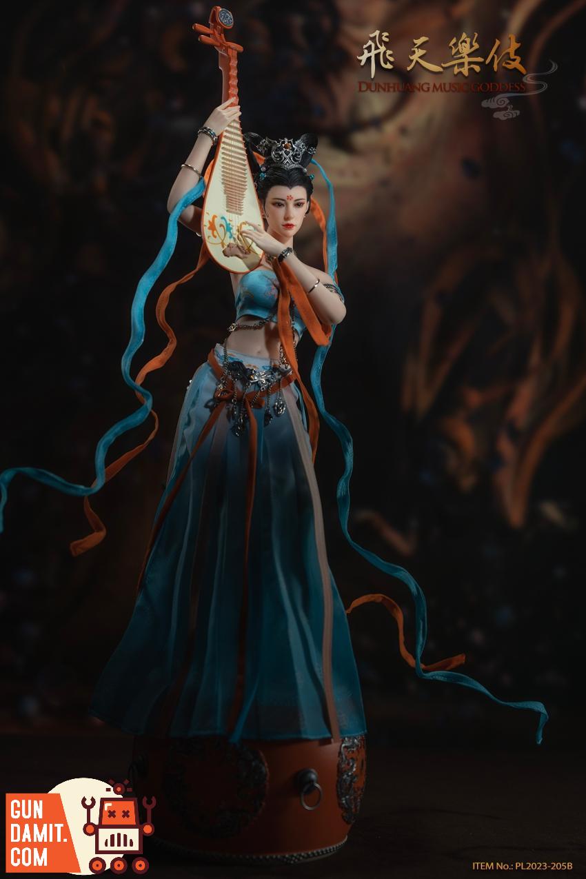 TBLeague Dunhuang Music Goddess Blue holding pipa above head with flowing scarves TBLeague Dunhuang Music Goddess Blue holding pipa above head with flowing scarves