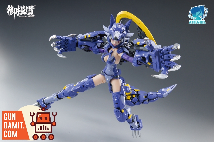 Eastern Model 1/12 ATK Girl Valerious in full purple mecha armor with large mechanical claws Eastern Model 1/12 ATK Girl Valerious in full purple mecha armor with large mechanical claws