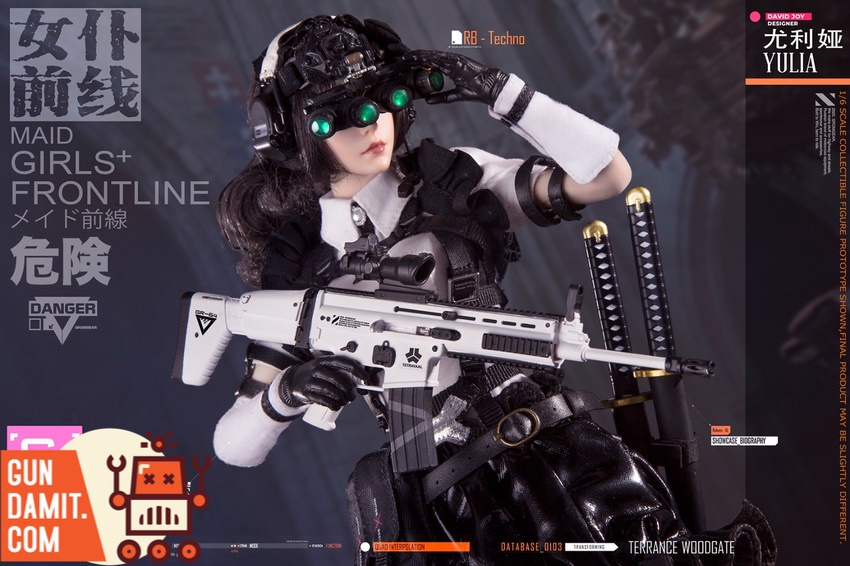 Girls Frontline Yulia rear view showing tactical maid outfit detail Girls Frontline Yulia rear view showing tactical maid outfit detail