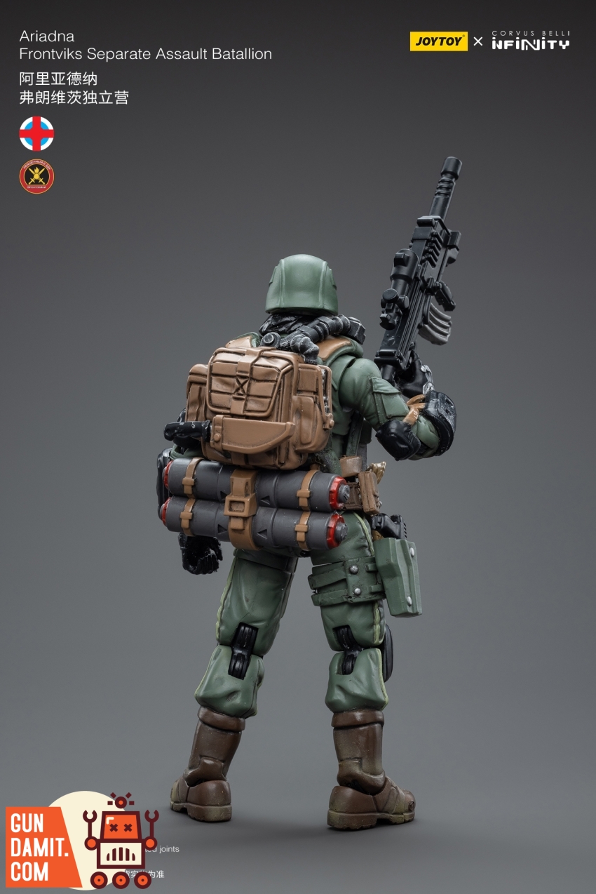 JoyToy Infinity Ariadna Frontviks Assault Battalion rear view showing tactical backpack JoyToy Infinity Ariadna Frontviks Assault Battalion rear view showing tactical backpack