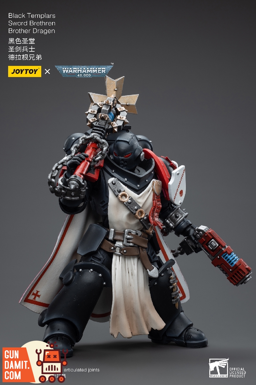 JoyToy 1/18 Black Templars Sword Brethren Dragen power armor close-up JoyToy 1/18 Black Templars Sword Brethren Dragen power armor close-up