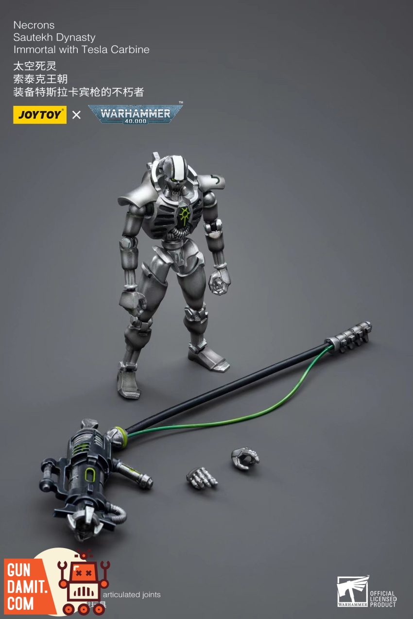 JoyToy Warhammer 40K Necrons Sautekh Immortal Tesla Carbine with accessories layout JoyToy Warhammer 40K Necrons Sautekh Immortal Tesla Carbine with accessories layout