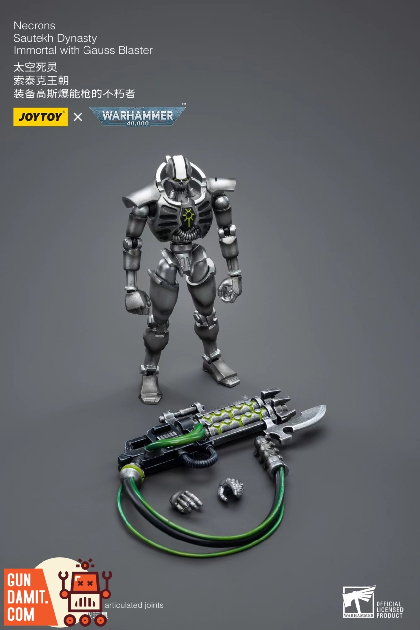 JoyToy 1/18 Necrons Sautekh Dynasty Immortal Gauss Blaster dynamic action pose JoyToy 1/18 Necrons Sautekh Dynasty Immortal Gauss Blaster dynamic action pose