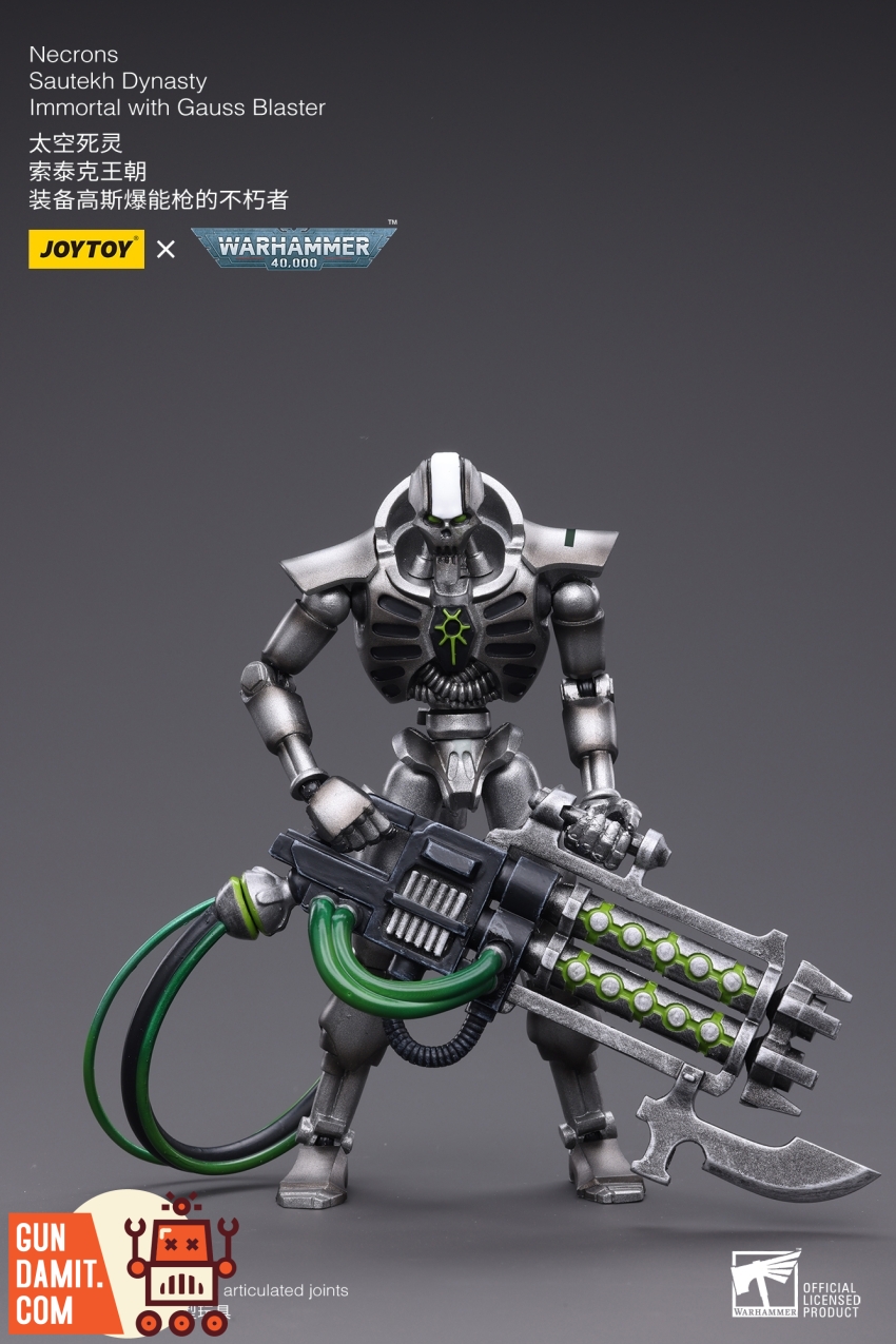 JoyToy Necrons Sautekh Immortal action figure with Gauss Blaster side pose JoyToy Necrons Sautekh Immortal action figure with Gauss Blaster side pose