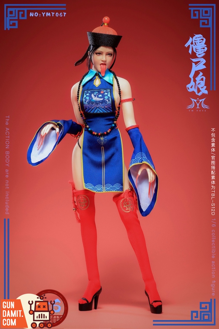 Zombie Girl outfit set traditional blue Qing dynasty pattern fabric Zombie Girl outfit set traditional blue Qing dynasty pattern fabric
