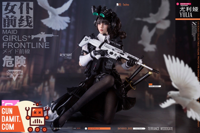 GDTOYS Girls Frontline Yulia tactical maid crouching with rifle and white doves GDTOYS Girls Frontline Yulia tactical maid crouching with rifle and white doves