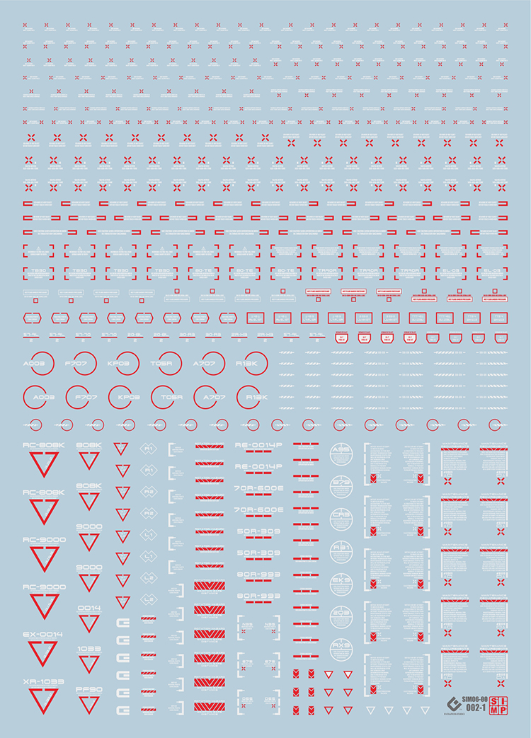 Evolution Studio RB02-1 universal fluorescent decal sheet red and white markings Evolution Studio RB02-1 universal fluorescent decal sheet red and white markings