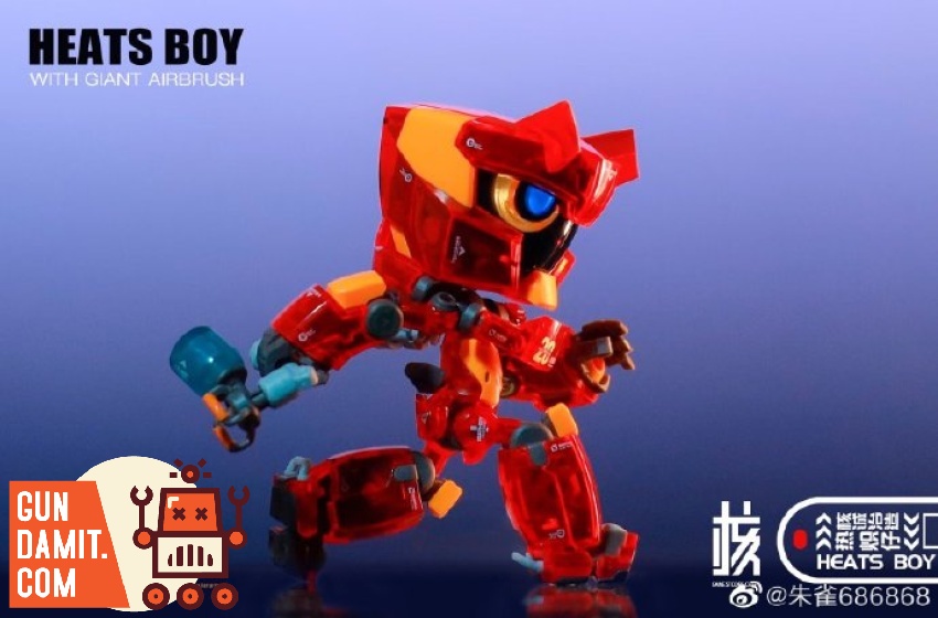 Earnestcore Craft HeatBoys Heats Boy translucent red mascot figure running with giant airbrush Earnestcore Craft HeatBoys Heats Boy translucent red mascot figure running with giant airbrush