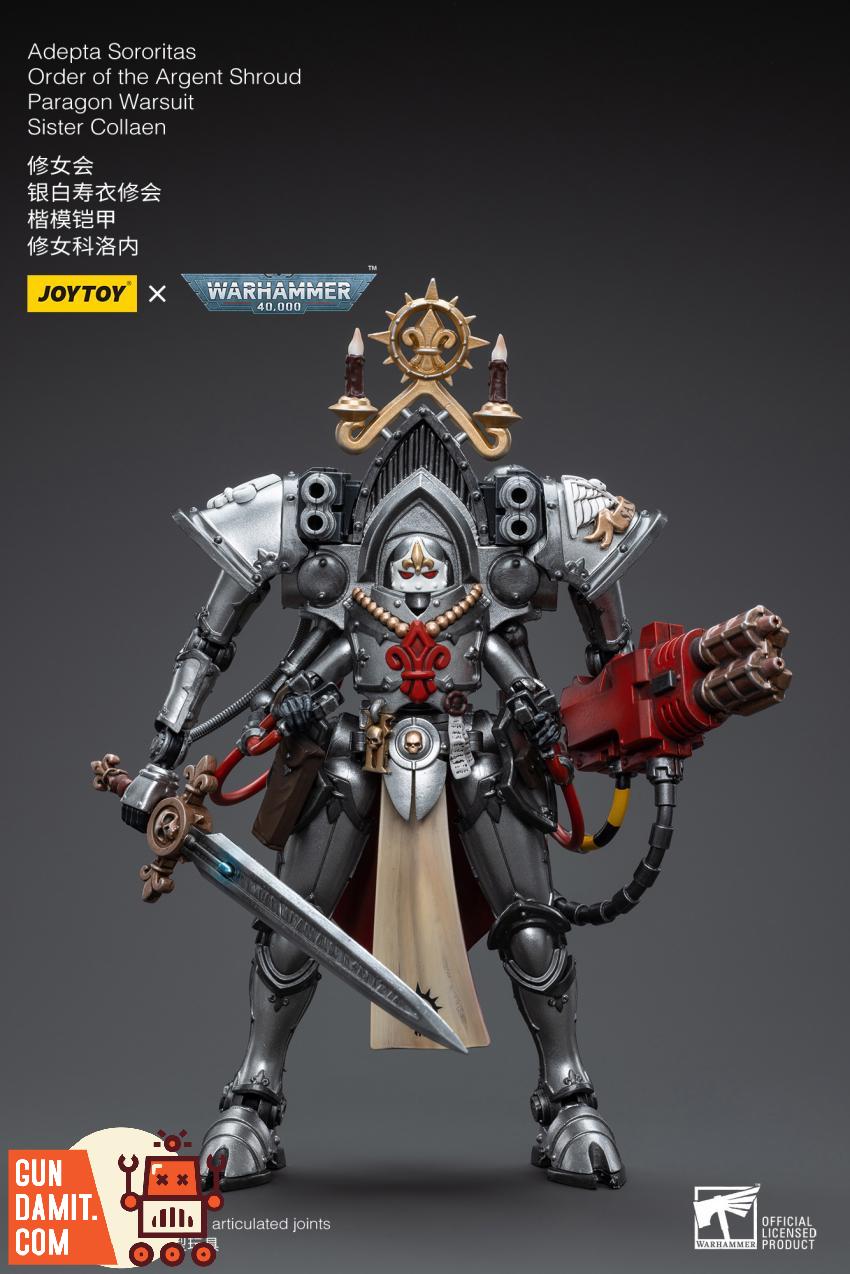 Paragon Warsuit silver Argent Shroud front view with gothic armor Paragon Warsuit silver Argent Shroud front view with gothic armor