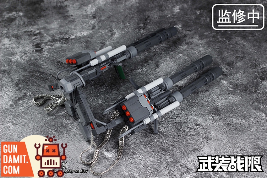 WuZhuangZhanXian 1/100 weapon kit close-up of gatling barrel detail WuZhuangZhanXian 1/100 weapon kit close-up of gatling barrel detail