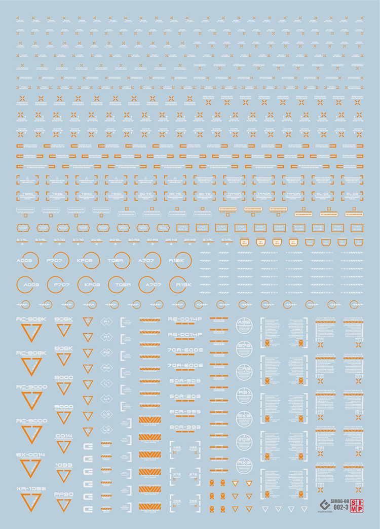 Evolution Studio RB02-3 universal fluorescent decal sheet orange and white markings Evolution Studio RB02-3 universal fluorescent decal sheet orange and white markings