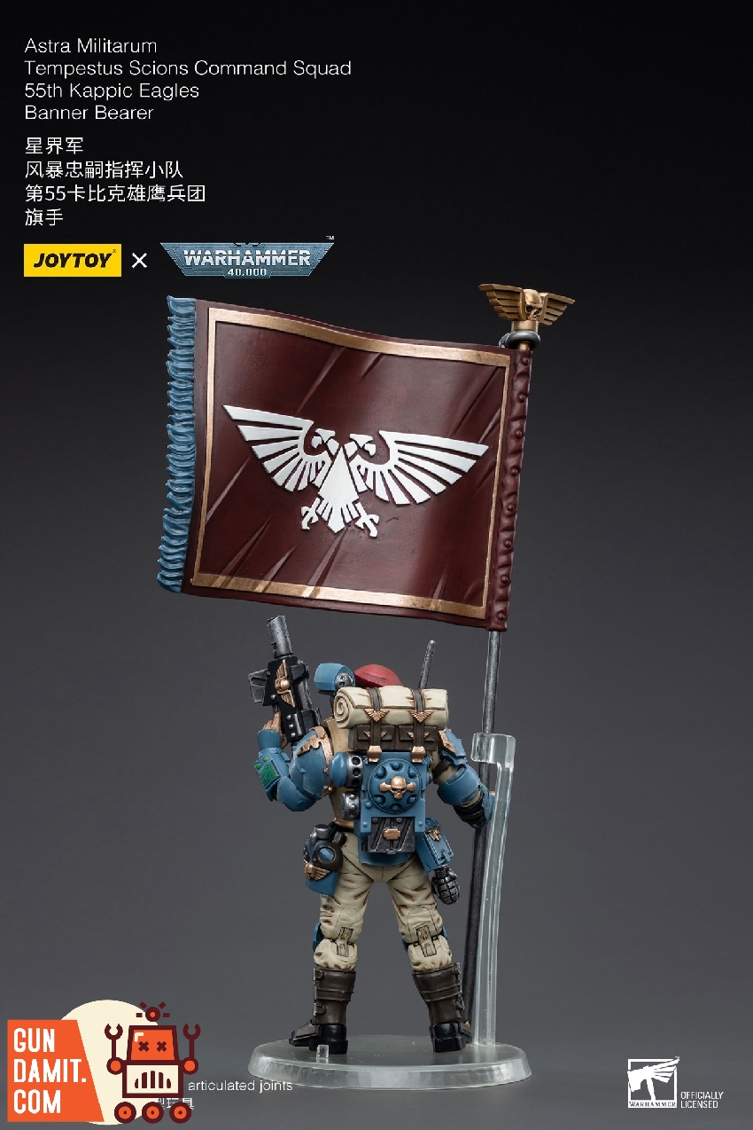 JoyToy WH40K Tempestus Scions command squad Banner Bearer with blue armor JoyToy WH40K Tempestus Scions command squad Banner Bearer with blue armor