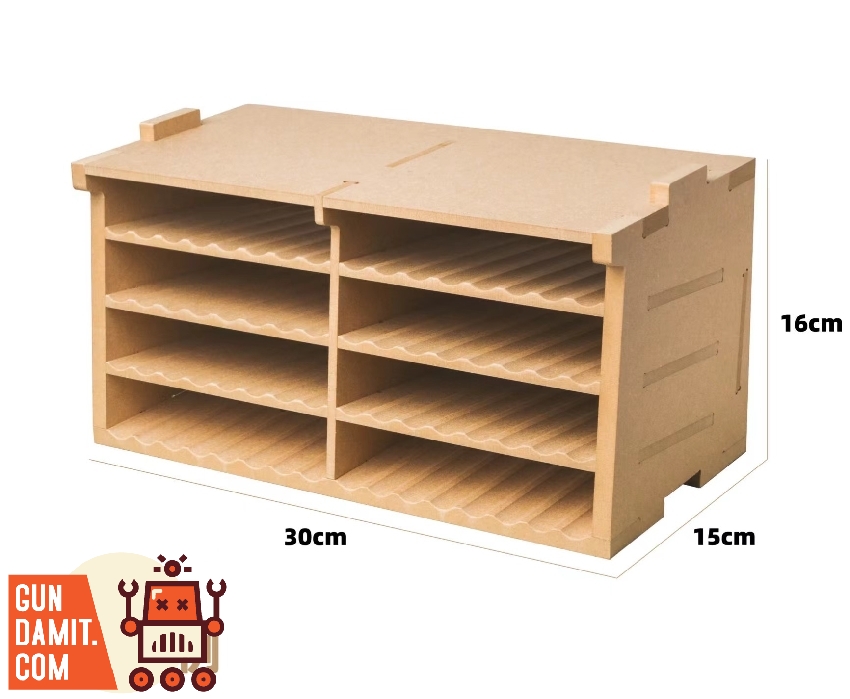 Chick Master K4 wooden organizer rack overview with tools stored and product specifications Chick Master K4 wooden organizer rack overview with tools stored and product specifications