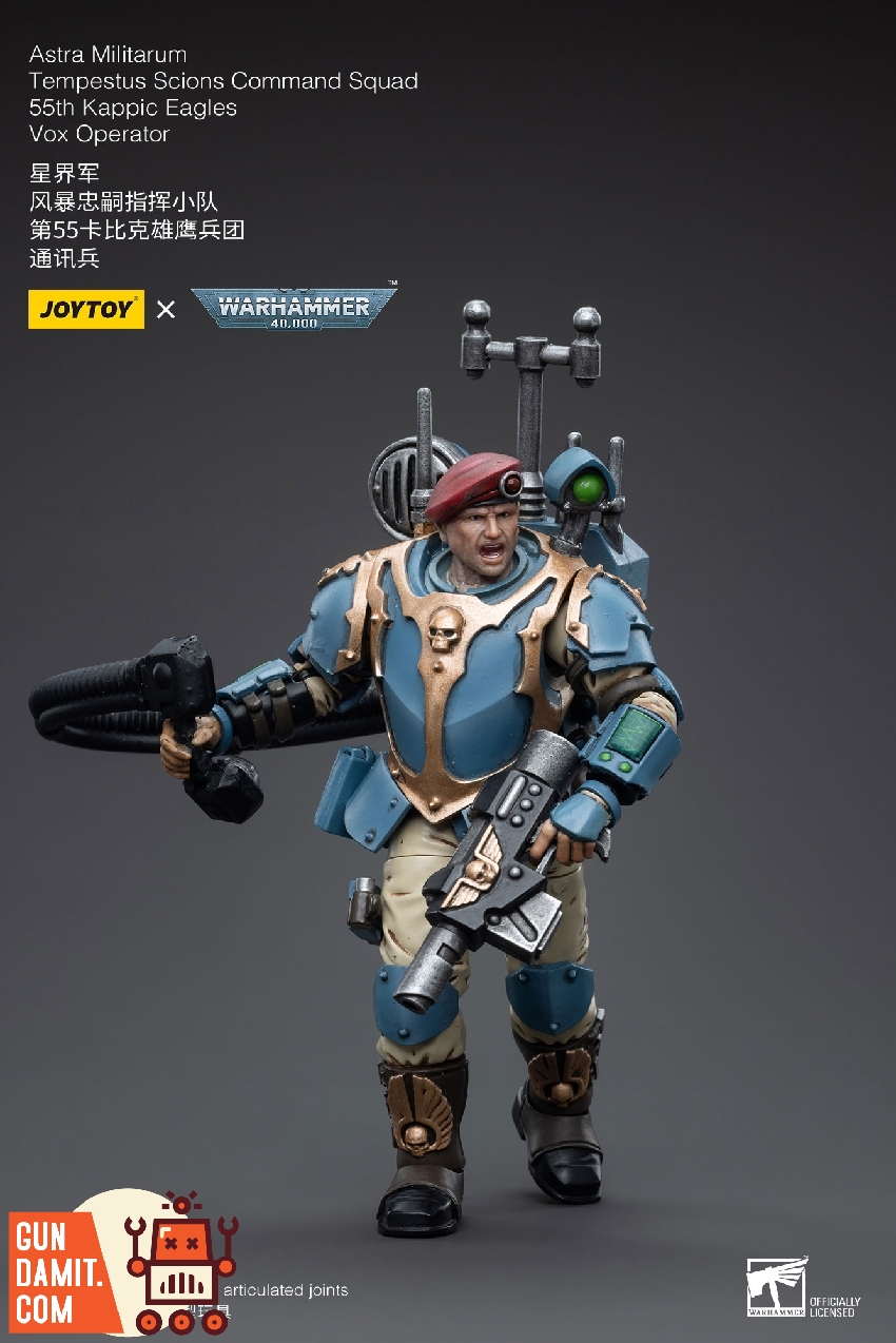 55th Kappic Eagles Vox Operator figure with antenna backpack and blue carapace armor 55th Kappic Eagles Vox Operator figure with antenna backpack and blue carapace armor
