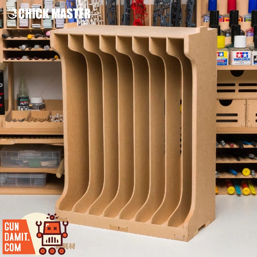 K7 Plus version assembled rack on hobby desk showing taller design with upper tool holder slots K7 Plus version assembled rack on hobby desk showing taller design with upper tool holder slots