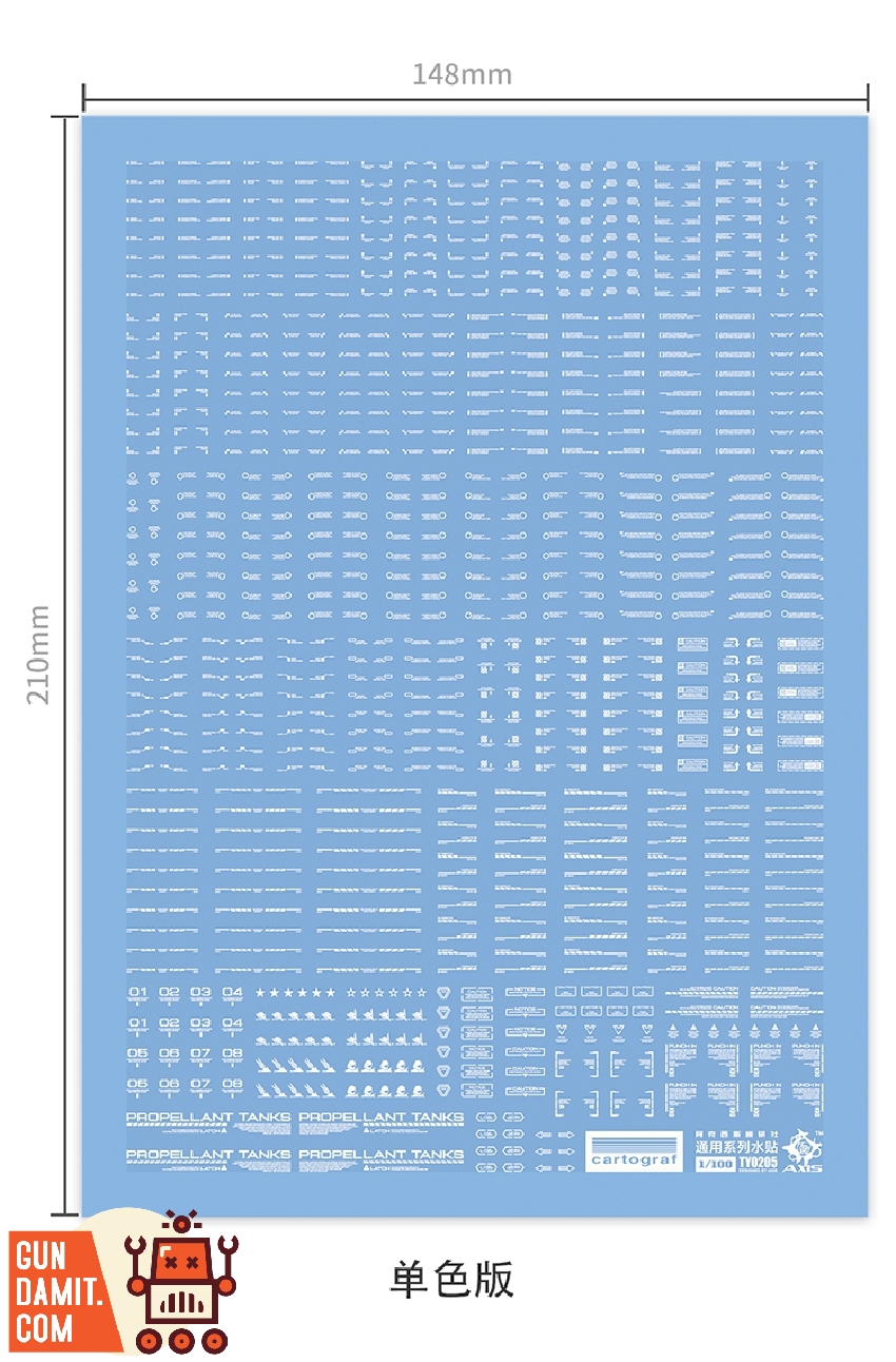 TY02 single-color white version decal sheet measuring 148x210mm with detailed caution markings TY02 single-color white version decal sheet measuring 148x210mm with detailed caution markings