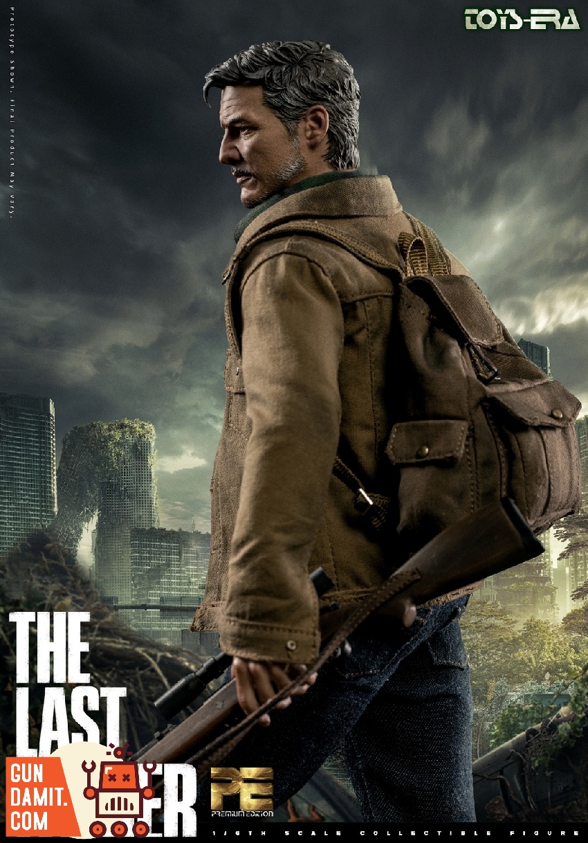 Toys Era PE015 The Last Father 1/6 figure side view carrying backpack and hunting rifle in post-apocalyptic cityscape Toys Era PE015 The Last Father 1/6 figure side view carrying backpack and hunting rifle in post-apocalyptic cityscape