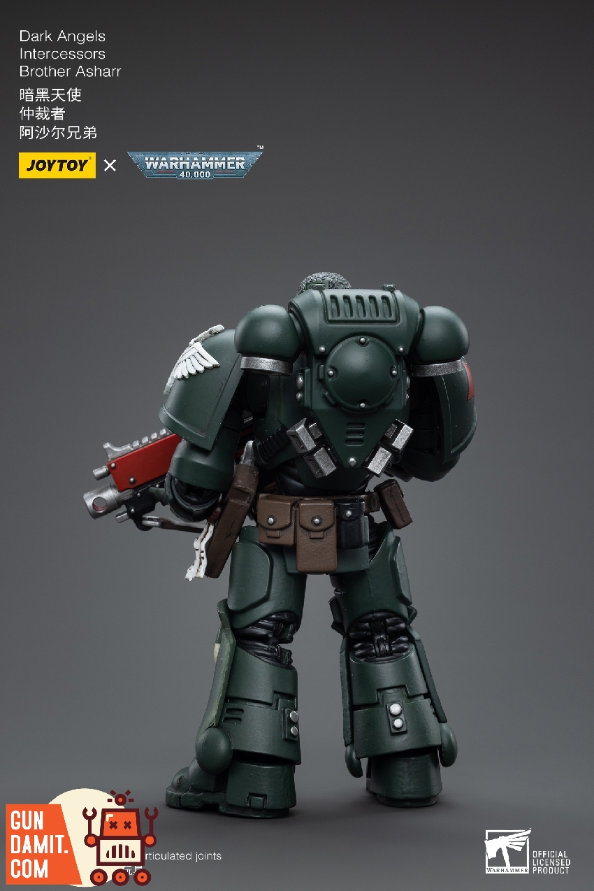 JoyToy 1/18 Dark Angels Intercessors Brother Asharr front view with bolt rifle JoyToy 1/18 Dark Angels Intercessors Brother Asharr front view with bolt rifle