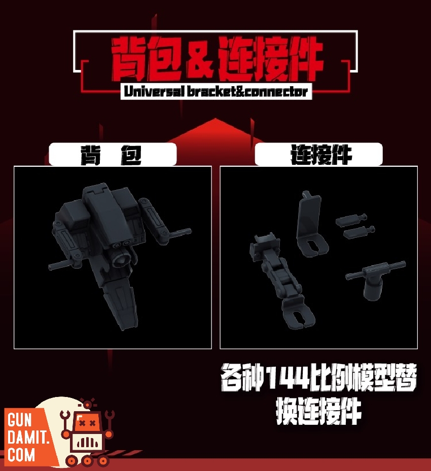 Armed Battle Limit 1/144 Sazabi weapons upgrade kit showing backpack unit and universal bracket connectors Armed Battle Limit 1/144 Sazabi weapons upgrade kit showing backpack unit and universal bracket connectors