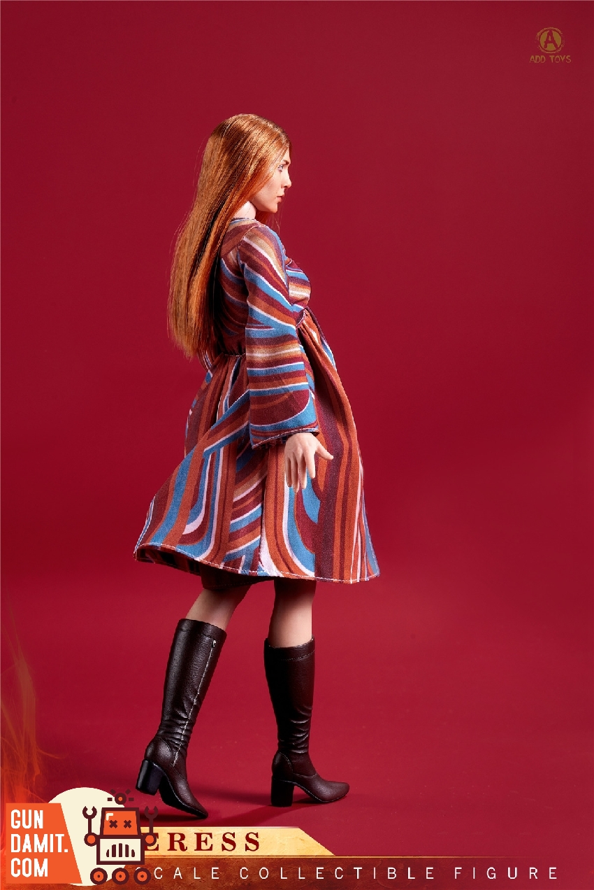 ADD Toys AD-012A Sorceress action figure side view showing striped dress details ADD Toys AD-012A Sorceress action figure side view showing striped dress details