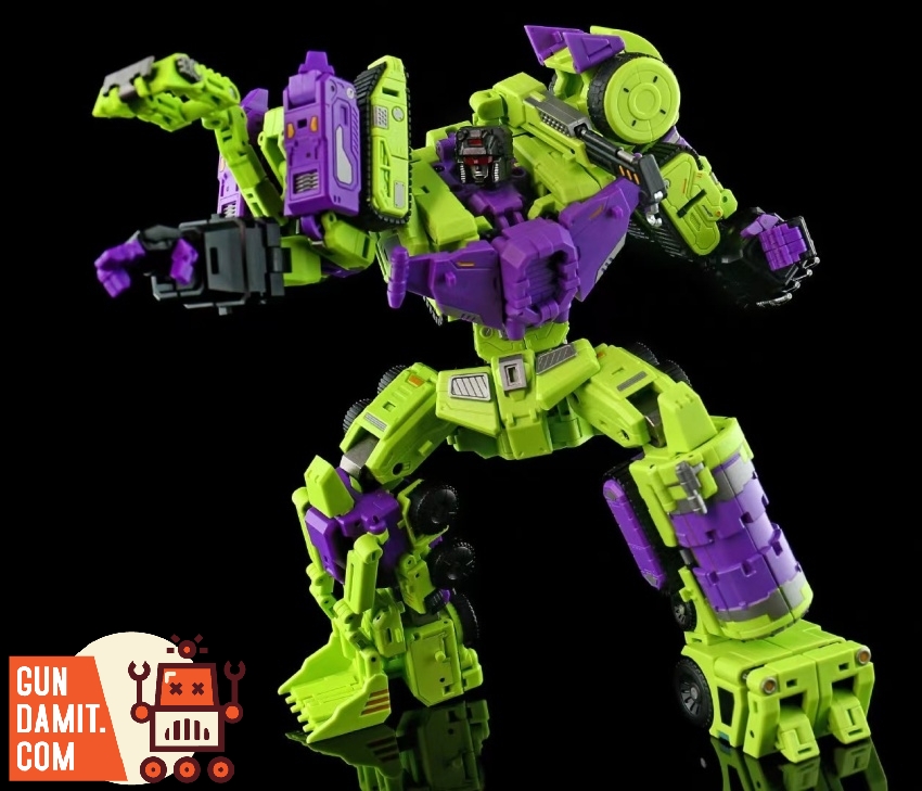 Lucky Cat MC-02 green and purple Constructicon detail close-up Lucky Cat MC-02 green and purple Constructicon detail close-up