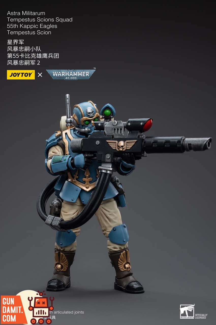 Tempestus Scion 2 aiming hot-shot lasgun in firing stance from front angle Tempestus Scion 2 aiming hot-shot lasgun in firing stance from front angle