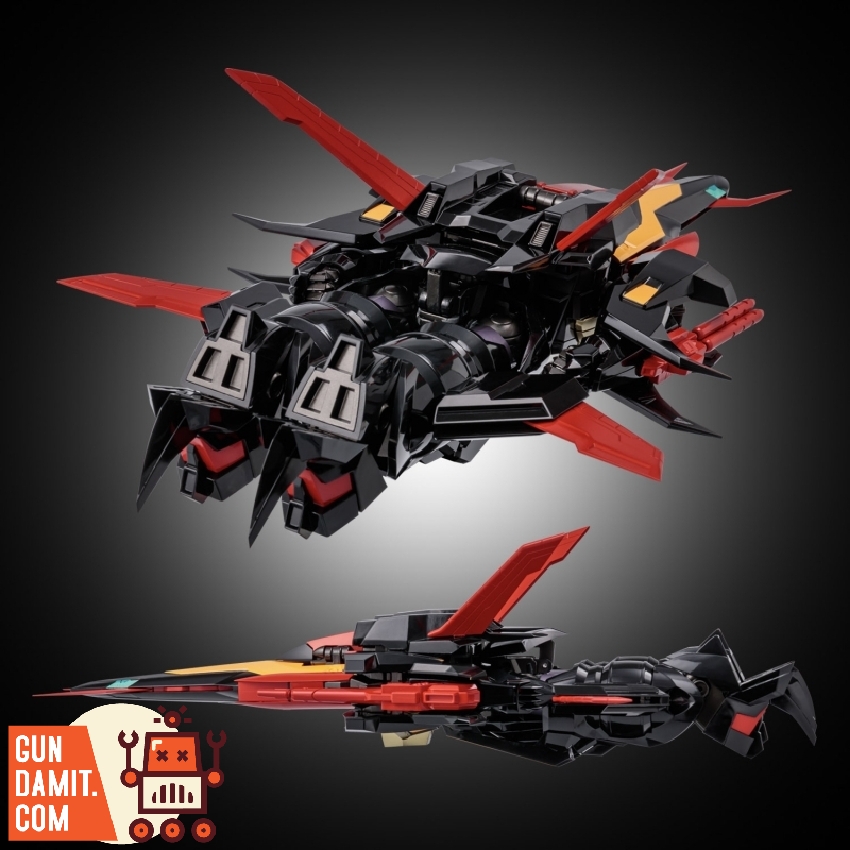 Riobot Black Ox dynamic flying pose with extended weapons Riobot Black Ox dynamic flying pose with extended weapons
