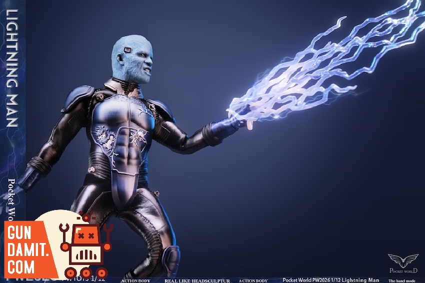 PWTOYS 1/12 Flash Thompson figure shooting lightning bolt effect from hand PWTOYS 1/12 Flash Thompson figure shooting lightning bolt effect from hand