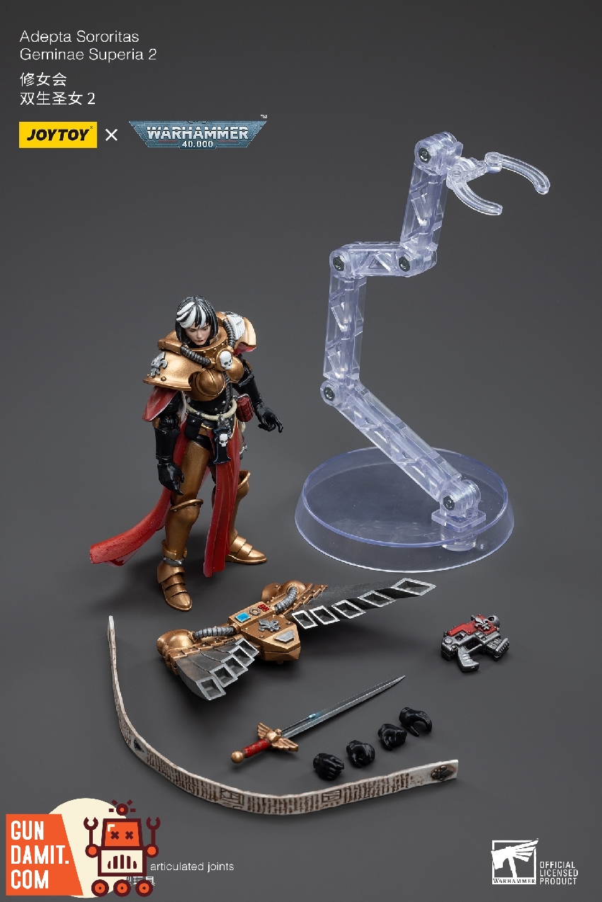 Full accessory layout with Geminae Superia 2 figure flight stand sword bolt pistol and spare hands Full accessory layout with Geminae Superia 2 figure flight stand sword bolt pistol and spare hands