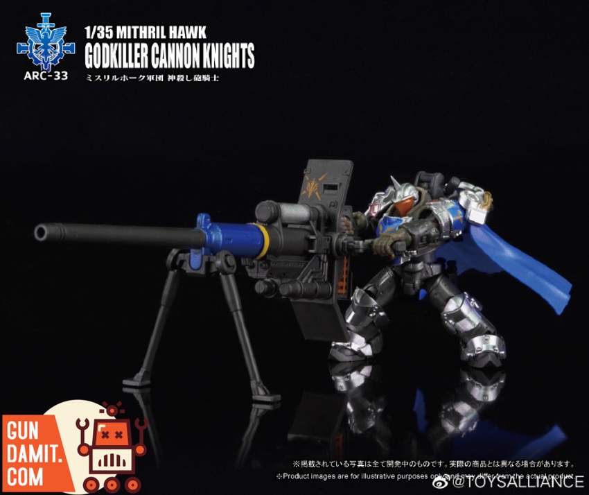 Godkiller Cannon Knight kneeling with deployed heavy cannon on tripod in firing position Godkiller Cannon Knight kneeling with deployed heavy cannon on tripod in firing position