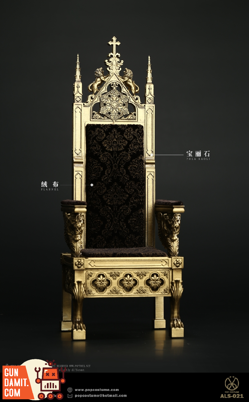 ALS-021 ornate golden throne front view with gemstone and cross details ALS-021 ornate golden throne front view with gemstone and cross details